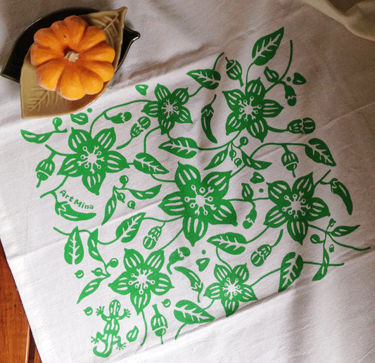 Flour Sack Kitchen Tea Towel "Aunty's Shishito Garden"