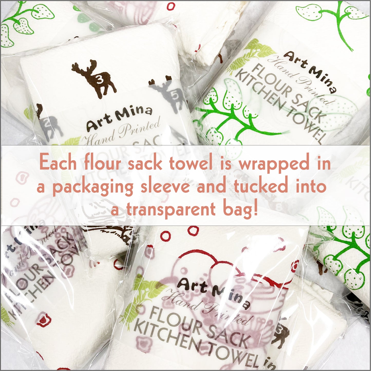3-Piece Rabbit Mix and Match Flour Sack Kitchen Tea Towel Set