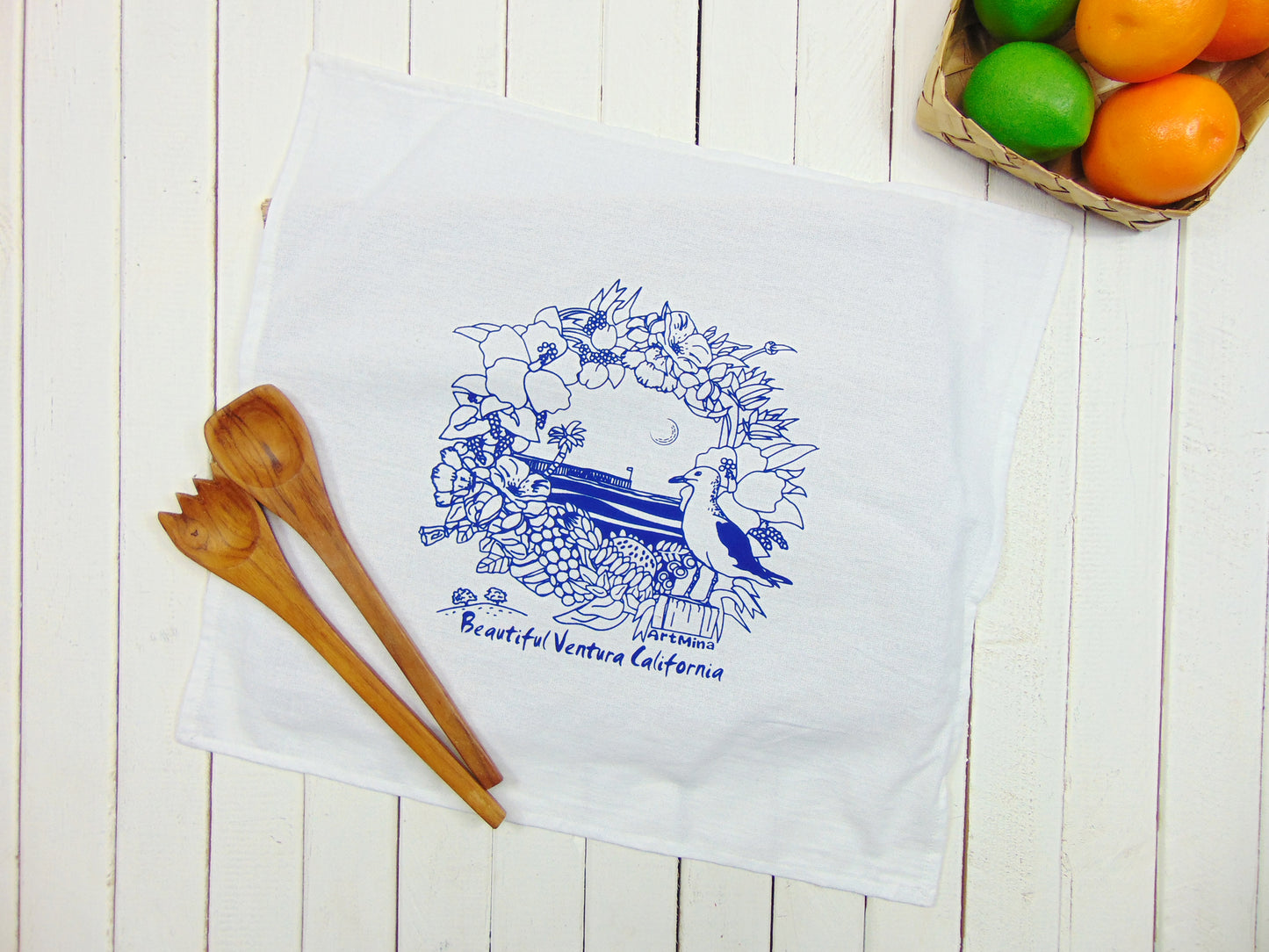 Hand Printed Napkin  "Beautiful Ventura California"