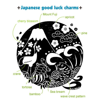 Women's Soft V-Neck Tee "Japan Good Luck Charms" Up to Size 5XL