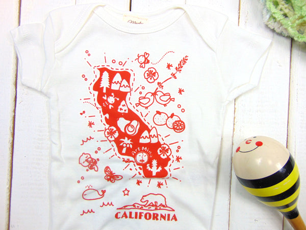 Art Mina Organic Baby Onesie "Map of California"
