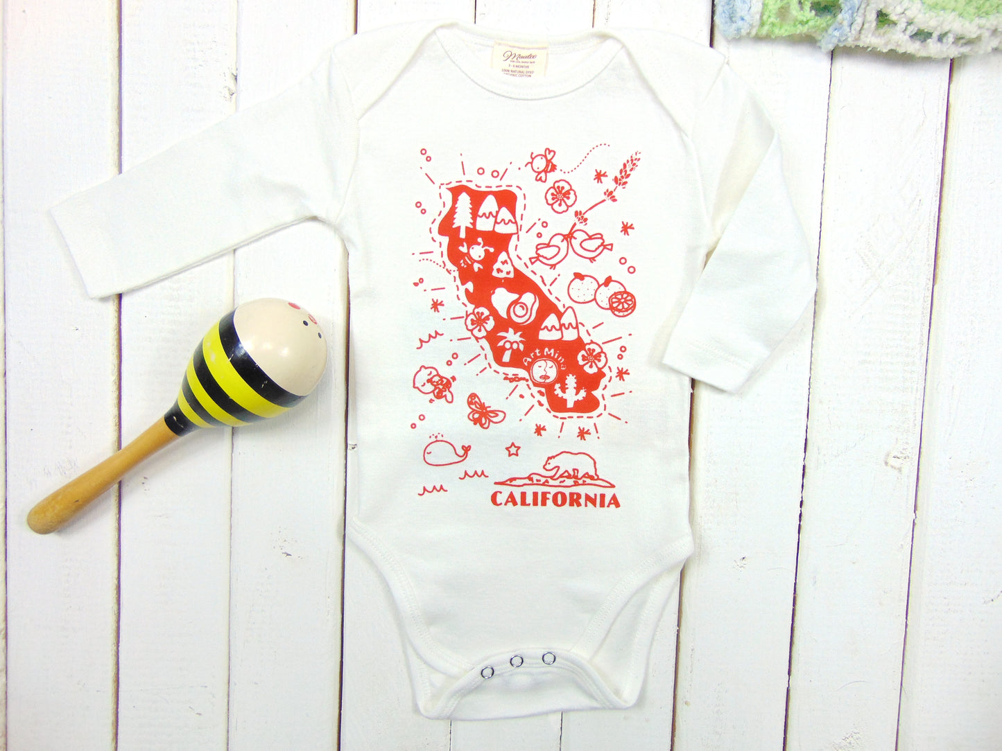 Art Mina Organic Baby Onesie "Map of California"