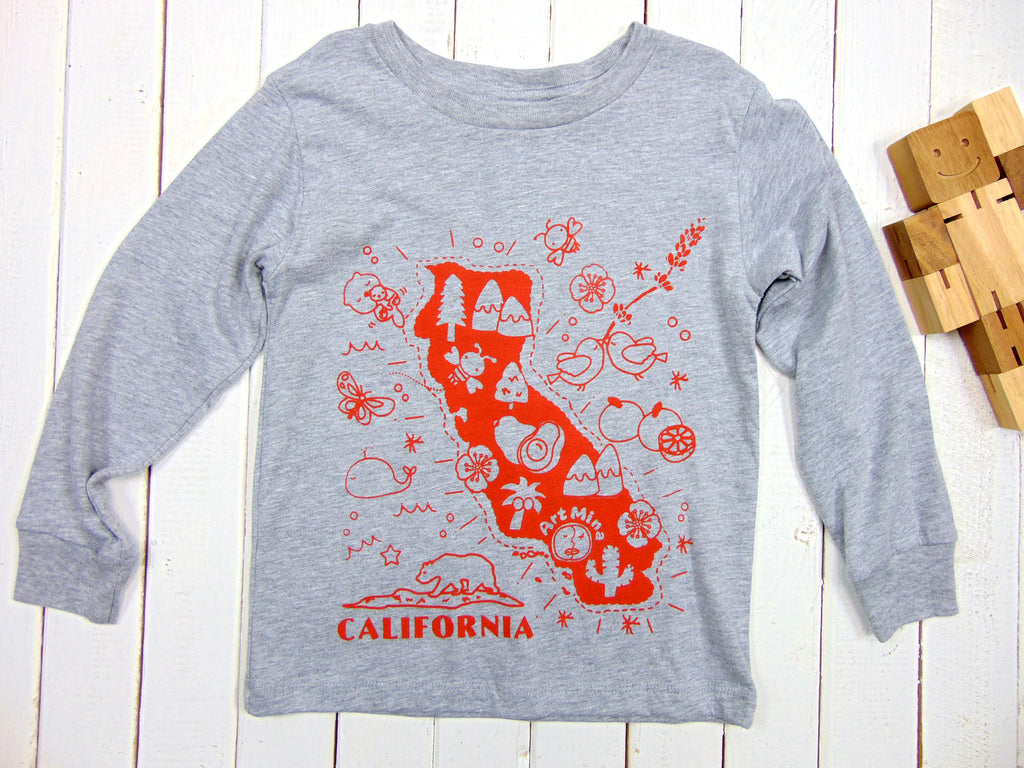 A photo of Kids Long Sleeve T-shirt "California Map"