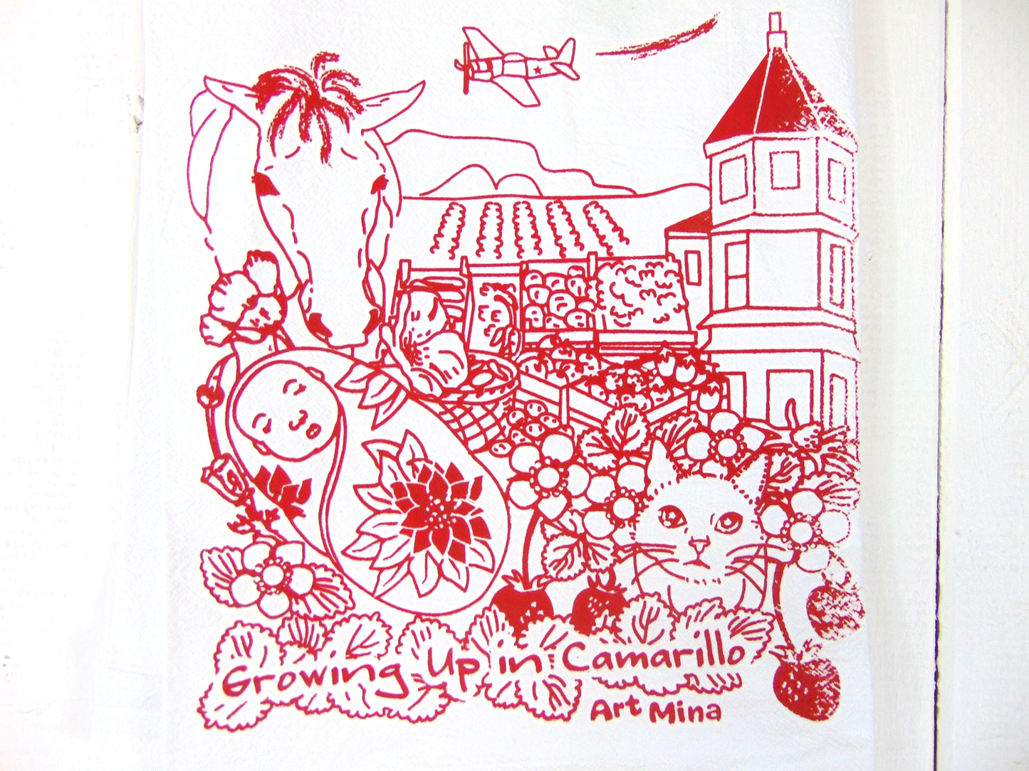 Art Mina Flour Sack Tea Towel "Growing Up in Camarillo"