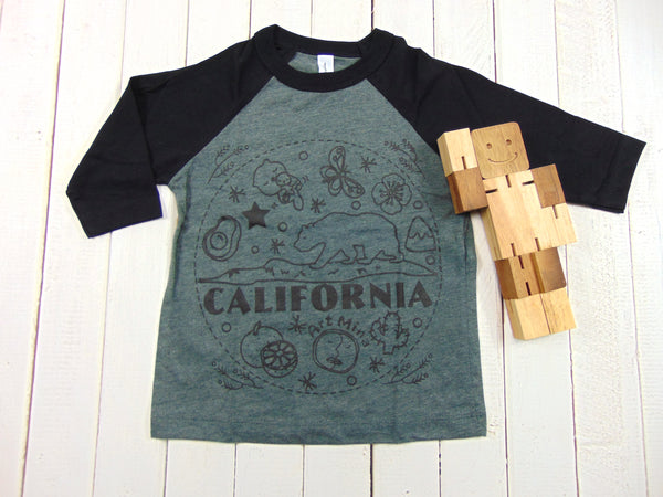 Toddler & Youth 3/4 sleeve Tee "California Cute Bear"