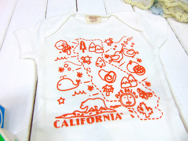 Organic Baby Onesie "California Map" Orange