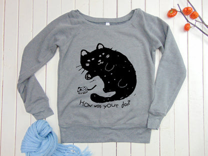 Women's Fleece Sweatshirt "Lazy Black Cats" [FREE SHIPPING]