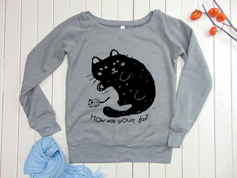 Women's Fleece Sweatshirt "Lazy Black Cats" [FREE SHIPPING]