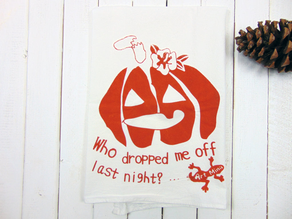 Art Mina Flour Sack Kitchen Tea Towel  "Halloween Pumpkin"