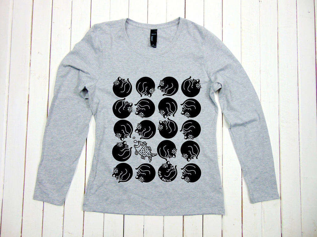 Women's Soft Long Sleeve T-shirt "Black Cat" [FREE SHIPPING]