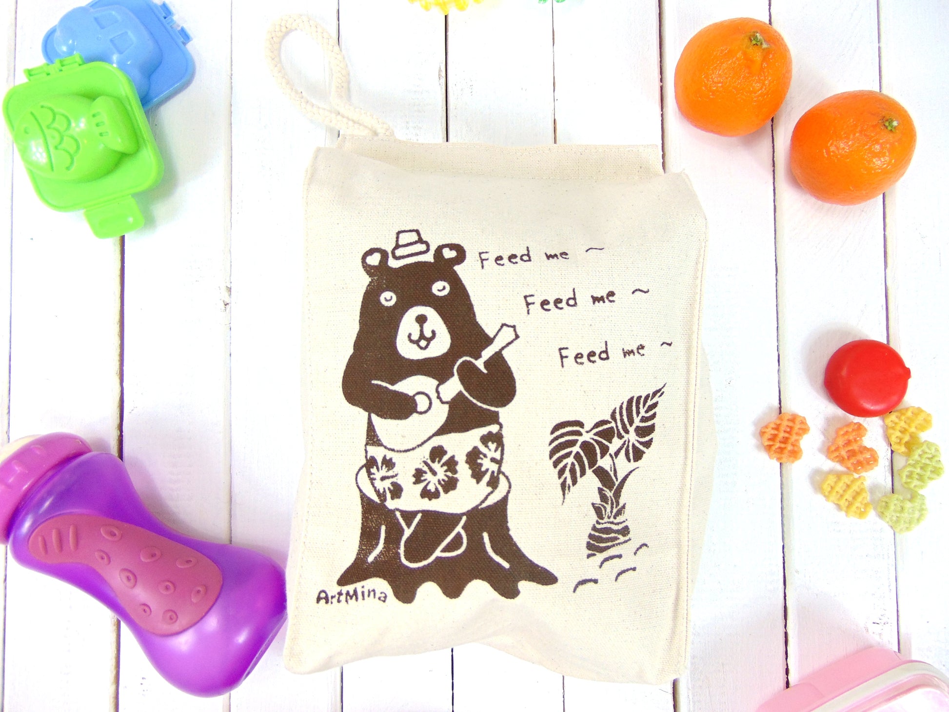 Bear Canvas Lunch Bag