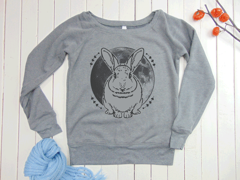 Women's Fleece Sweatshirt "Rabbit Moon" [FREE SHIPPING]