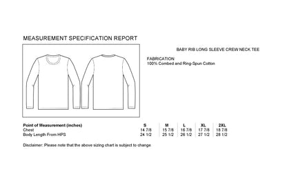 A Size Chart of Art Mina Women's Soft Long Sleeve Shirt "Ojai California"