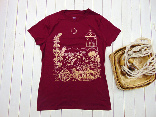 Art Mina Soft Women's Tee "Ojai California" [Color: Cardinal]