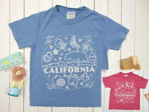 Vintage Washed Youth Tee "California Bear" 100% American Grown Cotton