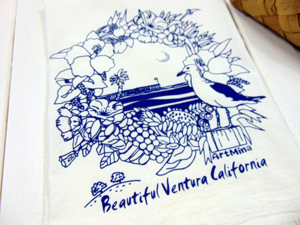 Flour Sack Kitchen Tea Towel "Beautiful Ventura California"