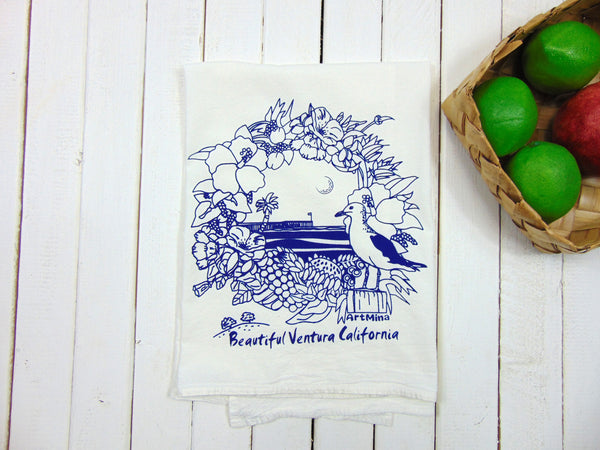 Flour Sack Kitchen Tea Towel "Beautiful Ventura California"