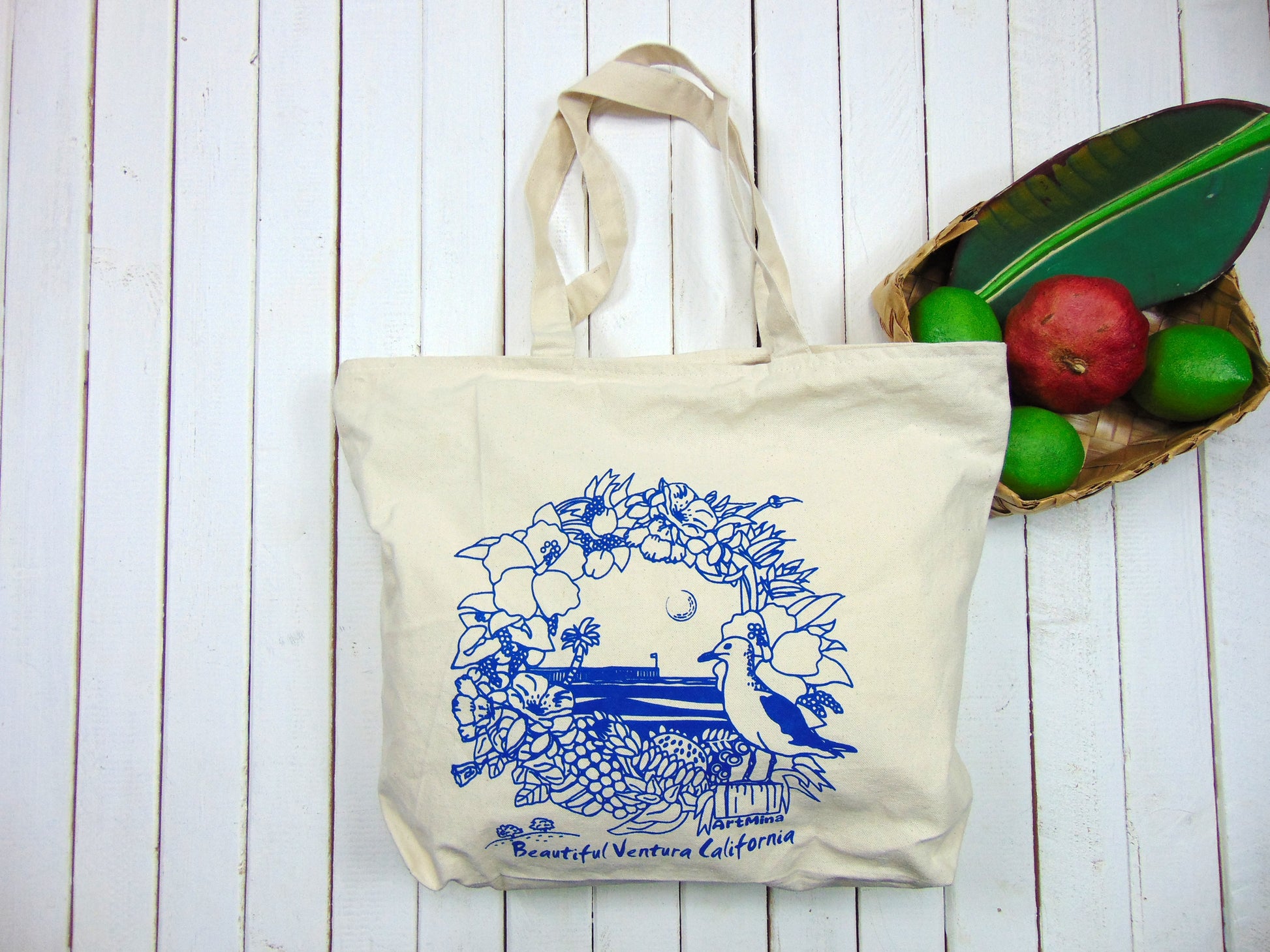 Art Mina California Pier Canvas Tote Bag