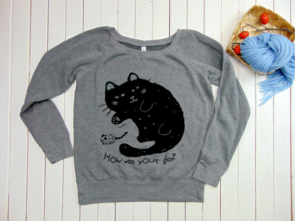 Women's Fleece Sweatshirt "Lazy Black Cats" [FREE SHIPPING]