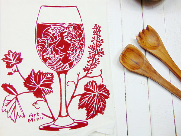 Art Mina Tea Towel "Whisper of Wine"