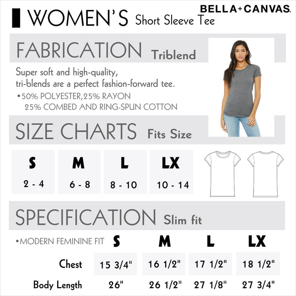 Bella Canvas Triblend women's tee sizes